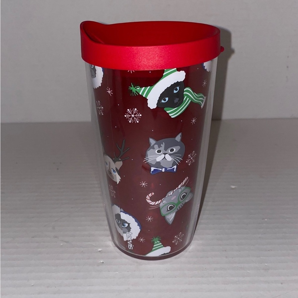 Tervis Christmas Cats Snowflakes Beverage Tumbler with Lid 16 oz
